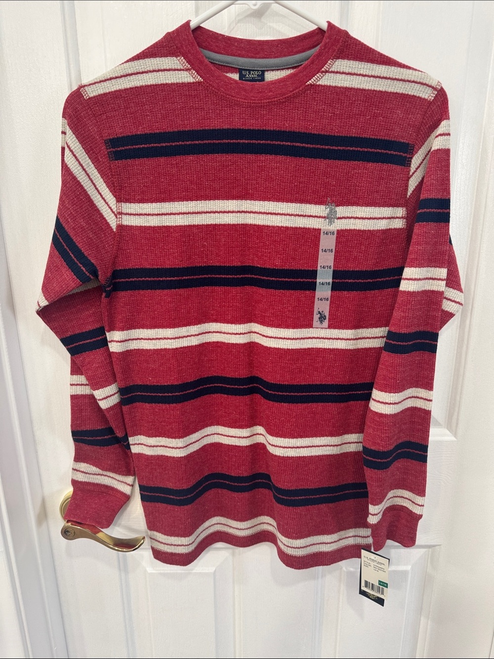 U.S. Polo Assn. Red Striped Long-Sleeve Crewneck Shirt
